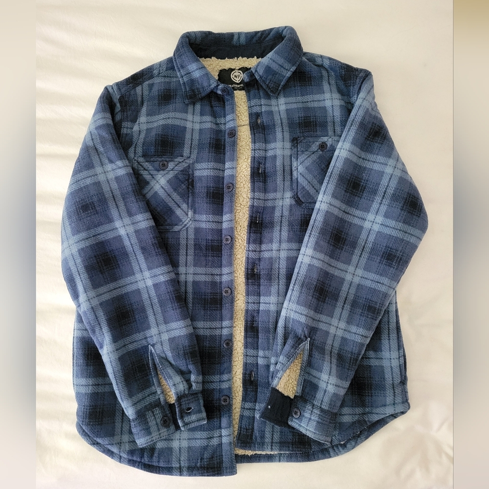 Weatherproof Blue Plaid Sherpa-Lined Jacket